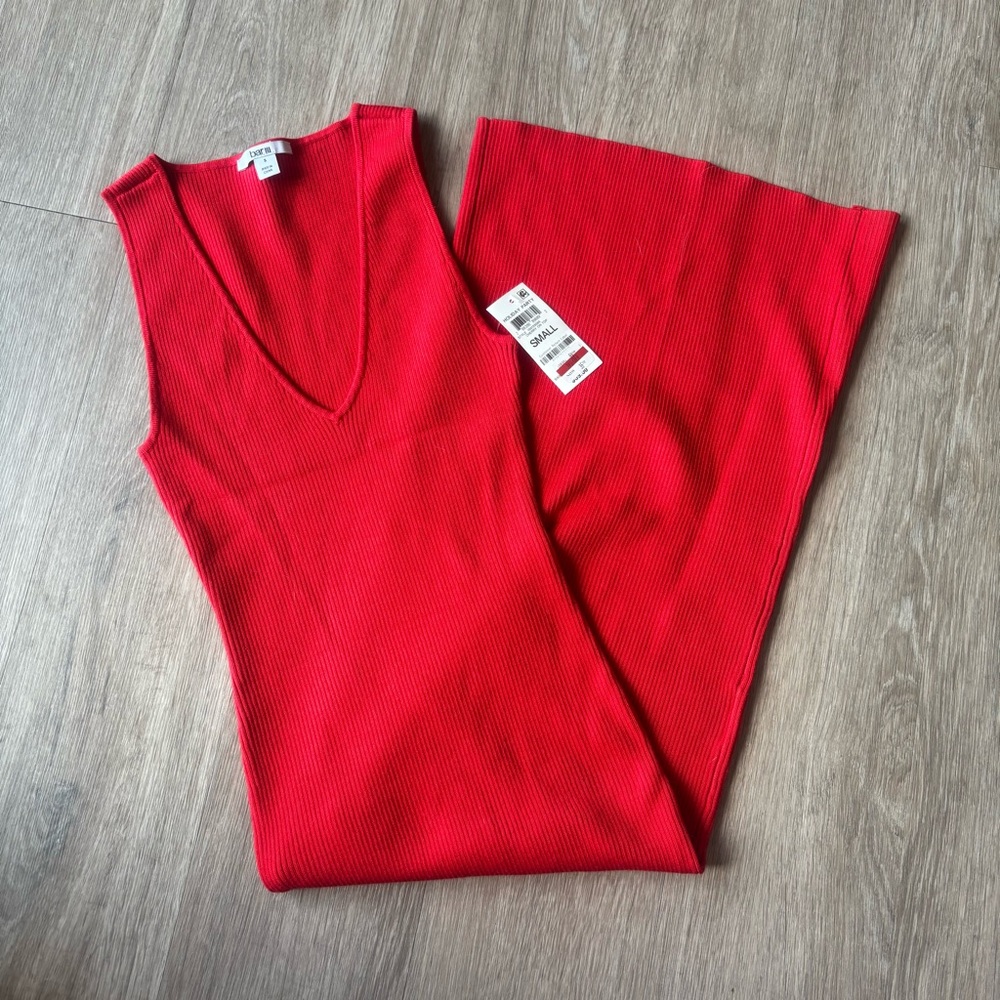 Bar III | Bright Red and Black Ribbed V-Neck Dress | Size XS | Set of 2 | NWT